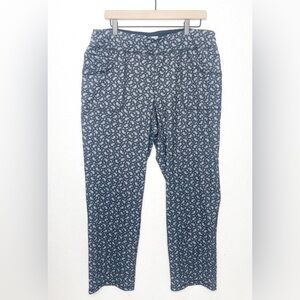 Lands' End Starfish Mid Rise Straight Leg Deep Sea Black Paisley Pull On Pants
